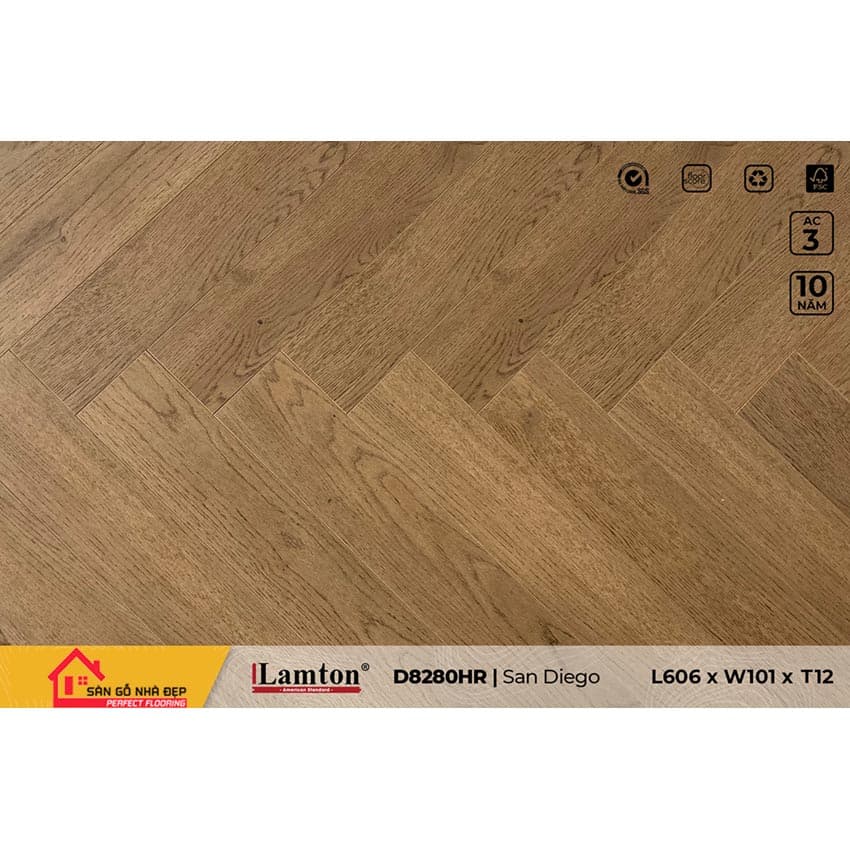 Sàn gỗ Lamton xương cá D8280
