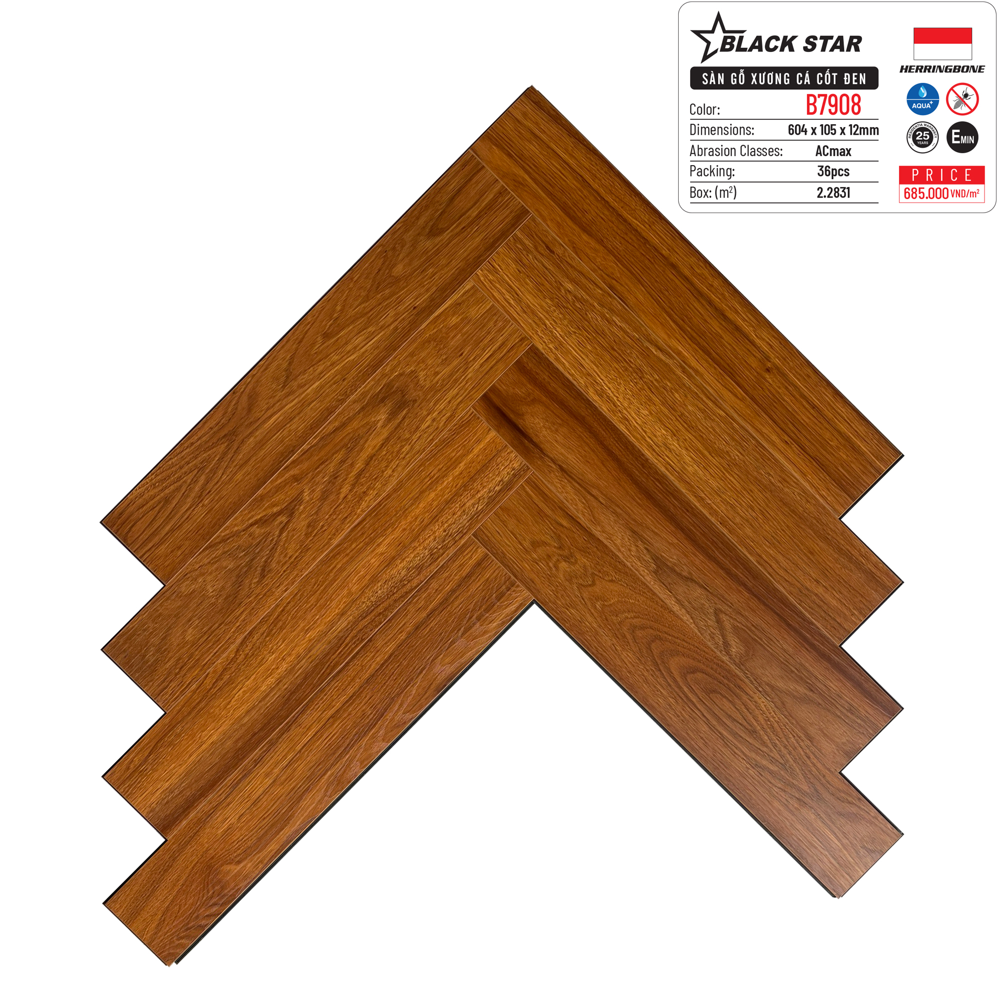Sàn gỗ xương cá Black Star B7908